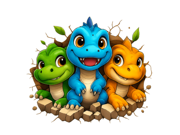 Download 3D Dinosaur Colorful Design Kids Png - Colorful design Collection